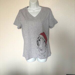 NWT Dachshund In Santa Hat Christmas T-Shirt size M